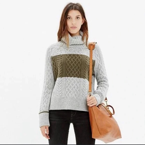 Madewell Turtleneck Cable Knit City Block Sweater Women’s size‎ XS Oversized - Picture 3 of 7